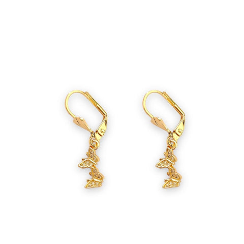 Butterfly black beads dangle lever back 18k of gold plated earrings