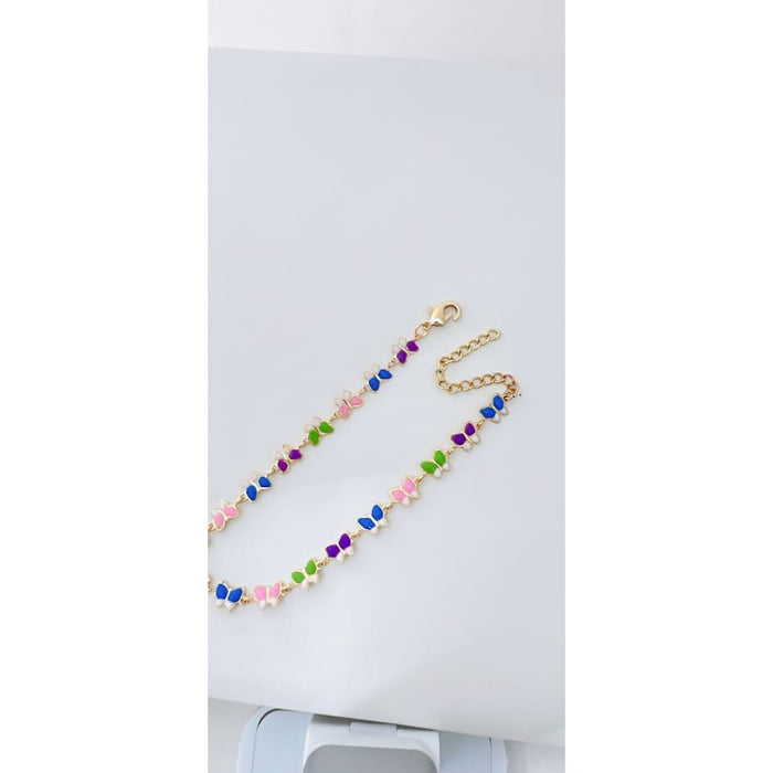 Butterflies multicolors anklet 18kts of gold plated anklet
