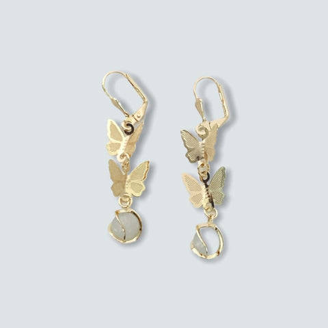 Butterflies feathers dangle earrings gold-filled earrings