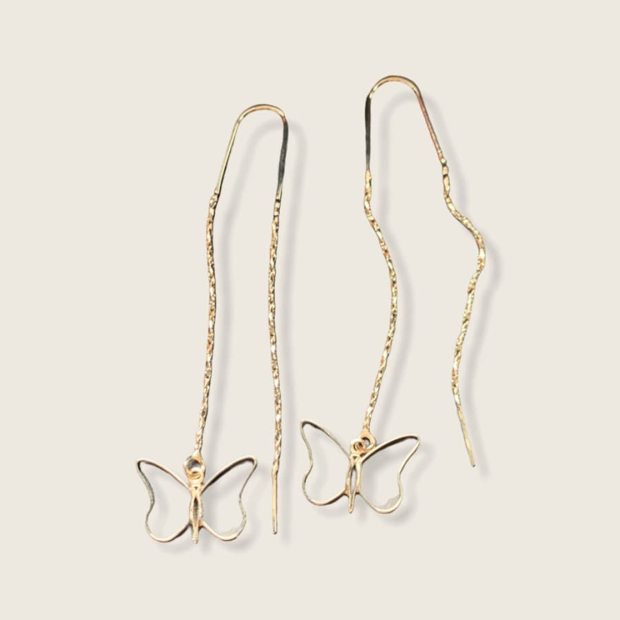 Butterfly threaders gold plated earrings