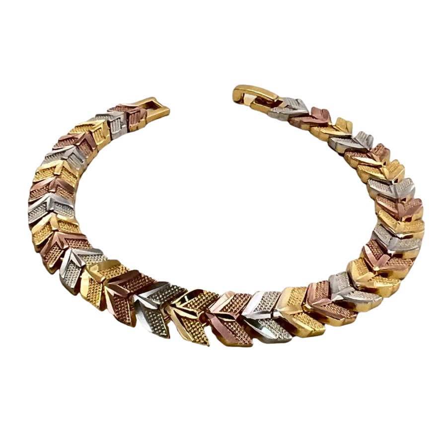 Chevron pattern morocco tri - color 18k of gold plated bracelet 7.5’’ bracelets