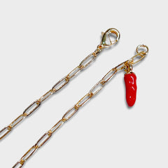 Chili pepper paper clip bracelet in 18k of gold plating