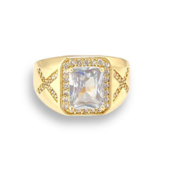 Clear rectangular stone unisex ring 18k of gold plated rings