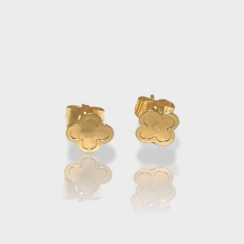 Dainty oval shape lila studs cz studs in 18k of gold layered