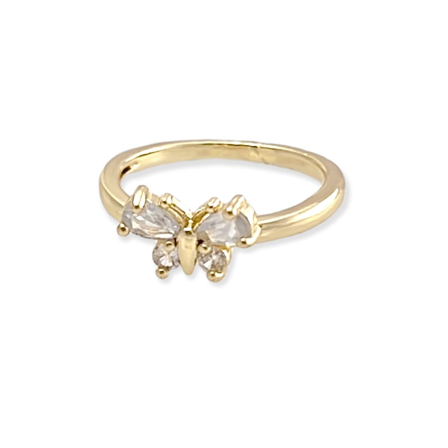 Cz clear butterfly ring 18k of gold plated