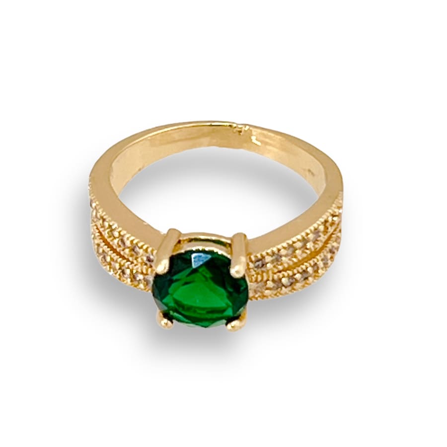 Cz emerald green stone ring in 18k of gold plated