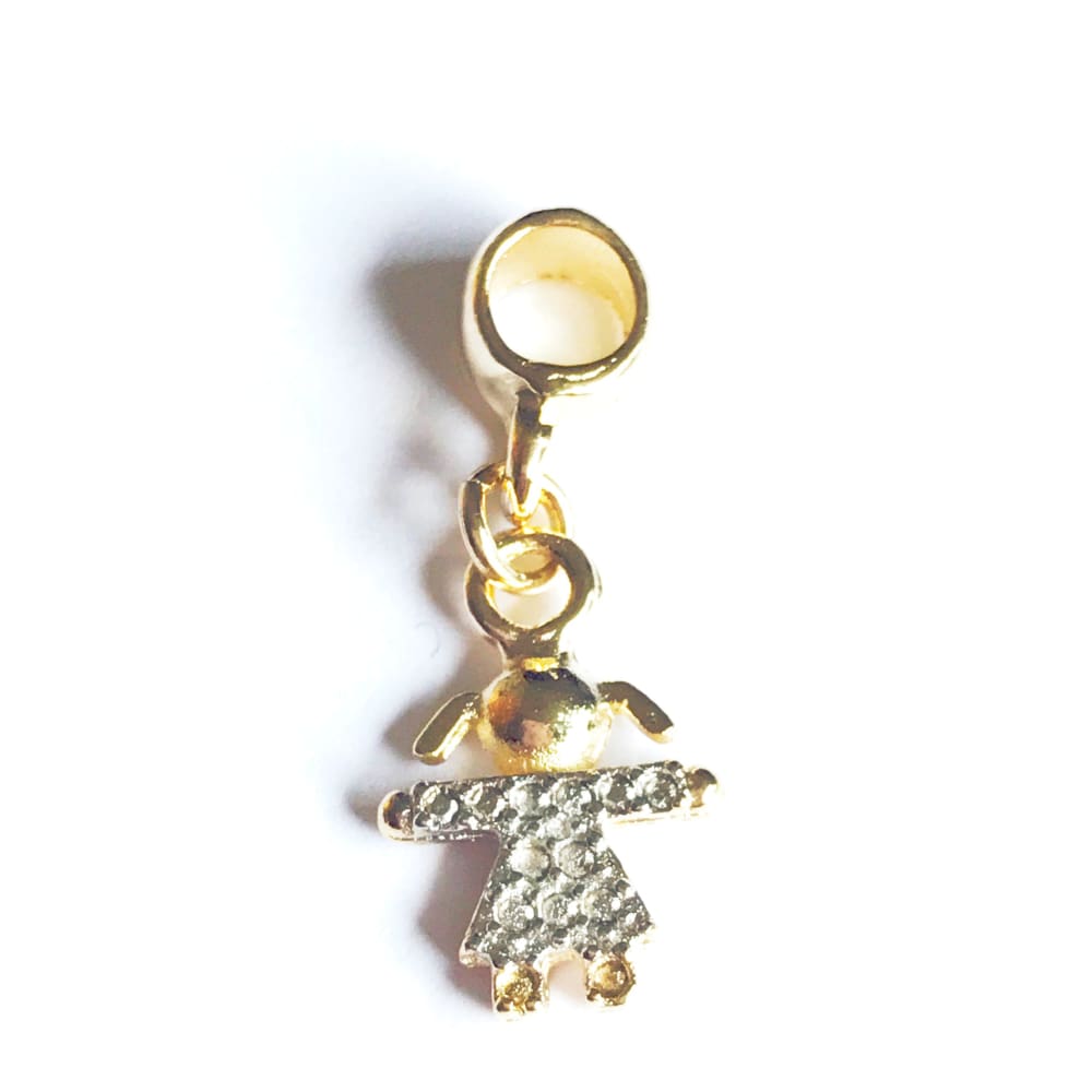 Cz girl european bead charm 18kt of gold plated