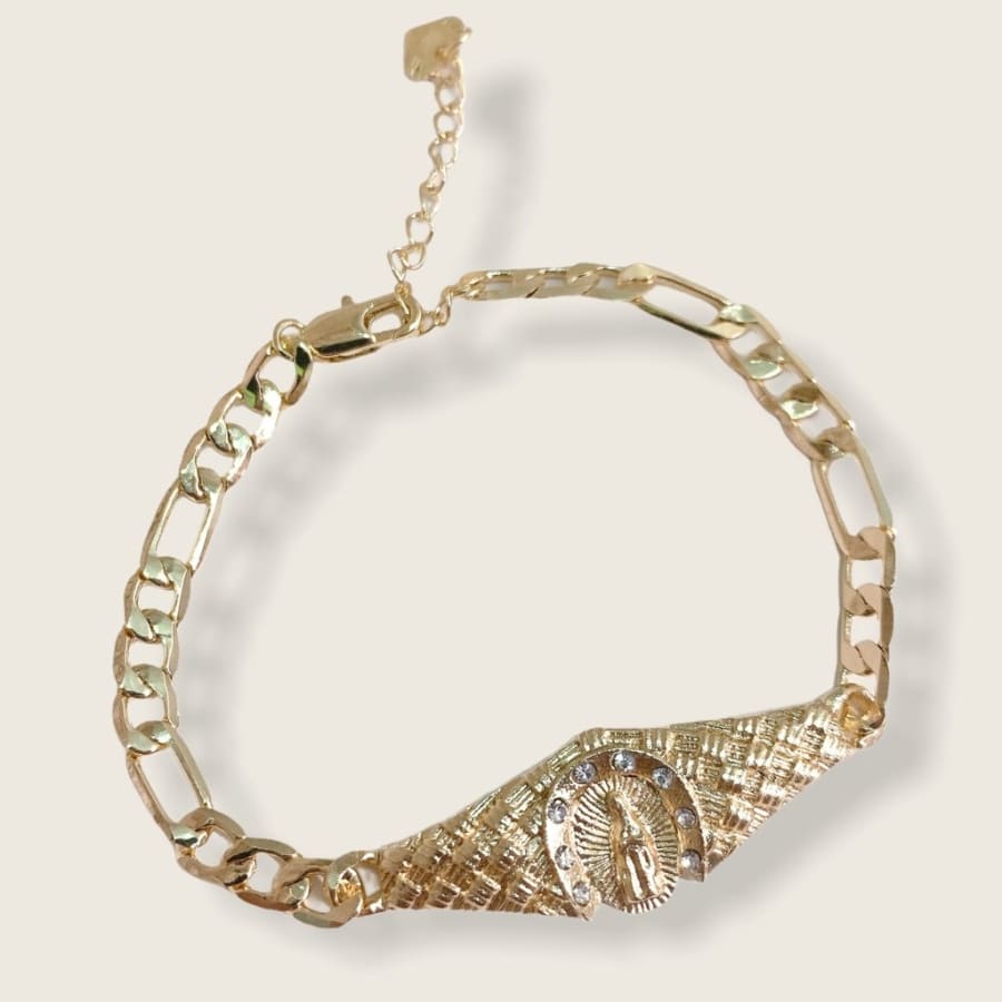 Cz horseshoe guadalupe bracelet in 18kts of gold plated