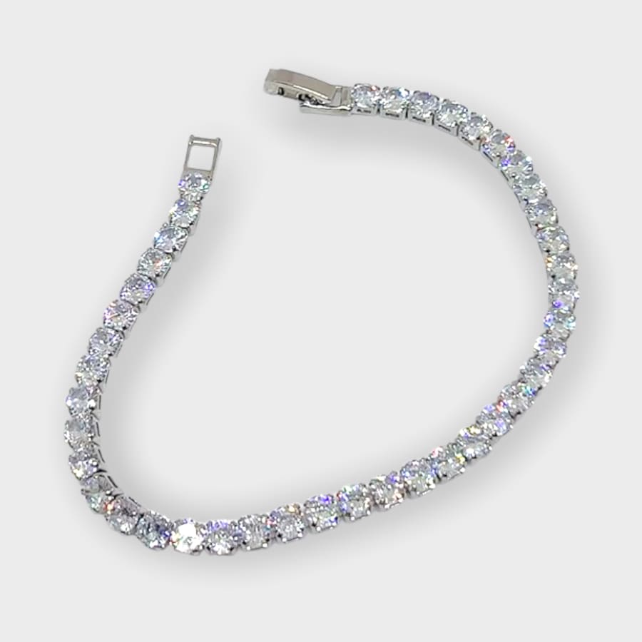 Cz tennis silver plated bracelet