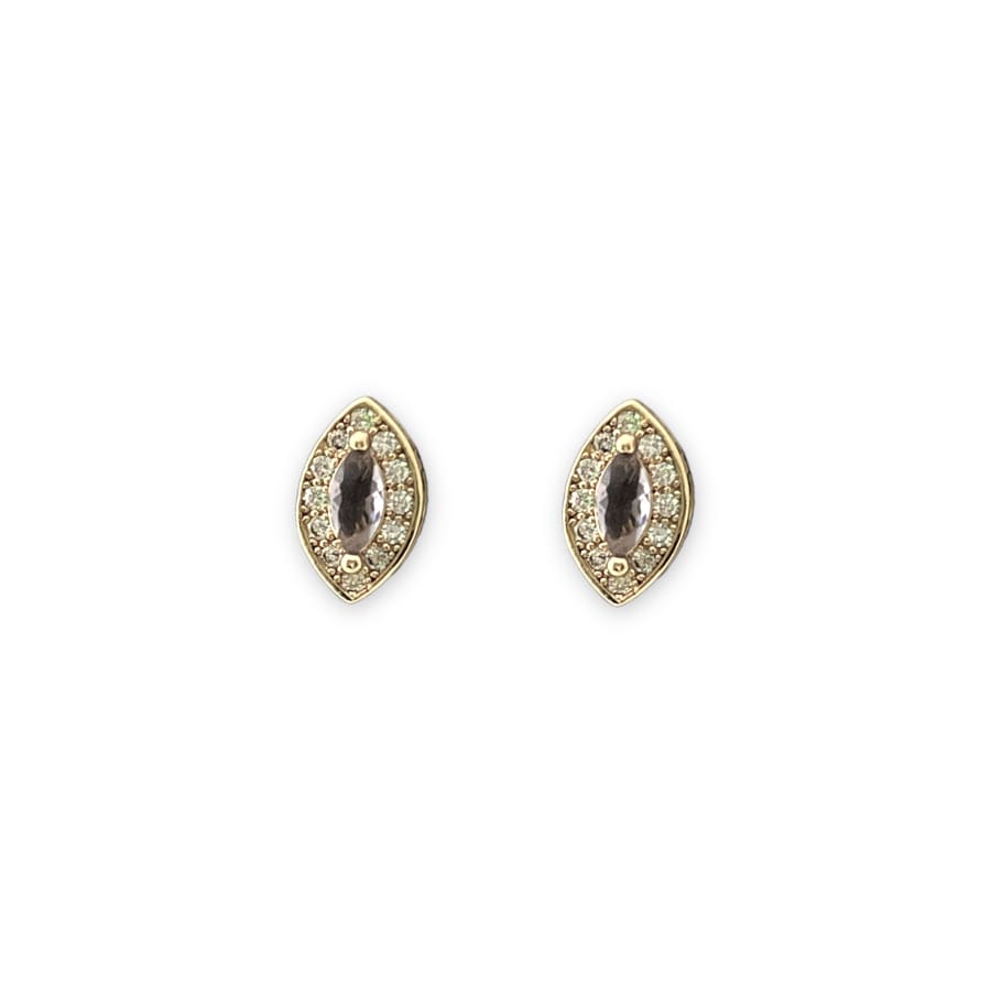 Dainty oval shape lila studs cz studs in 18k of gold layered