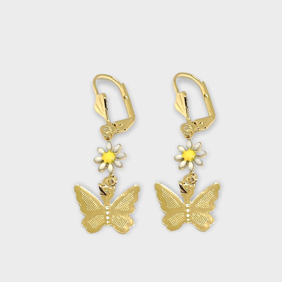 Daisy butterflies in 18k of gold plated earrings