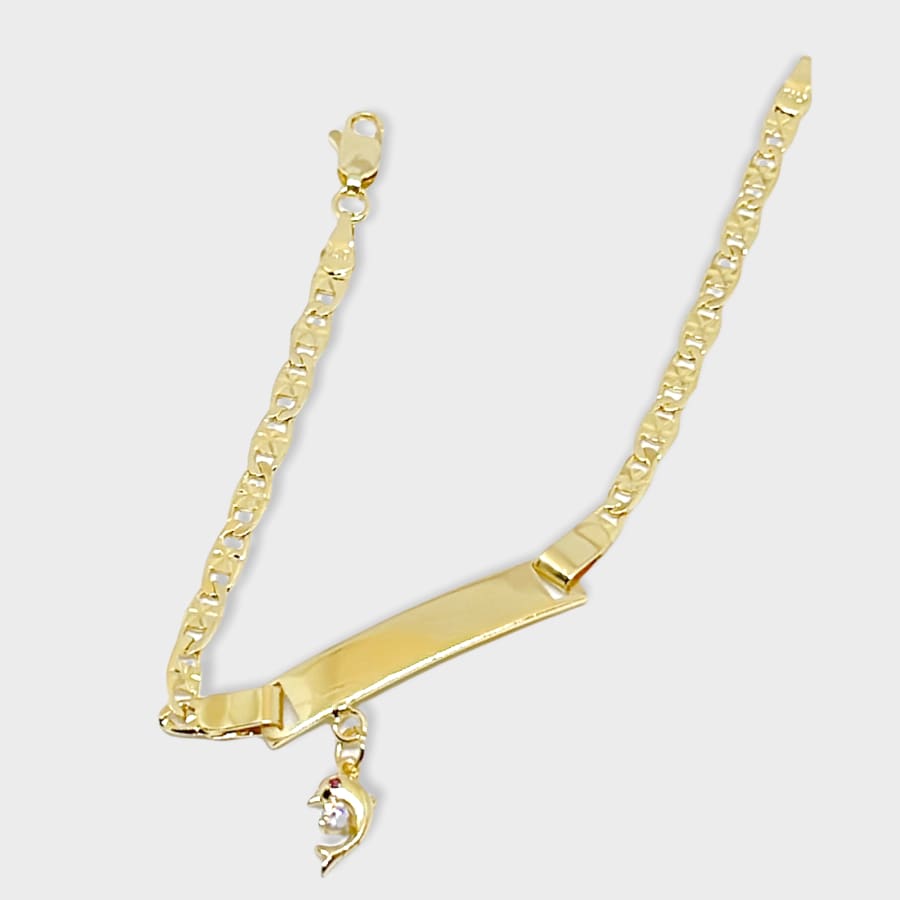 Dolphin charm id bracelet 18kts of gold plated