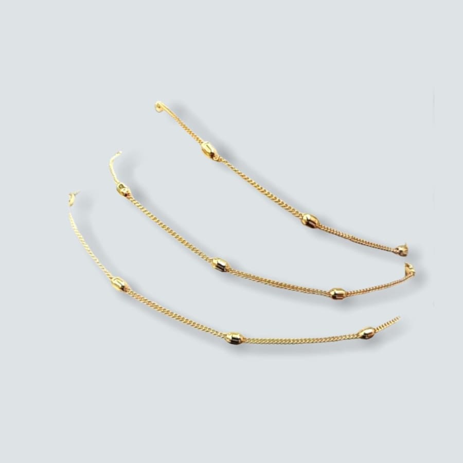 Dotted triple chains anklet 18k of gold plated