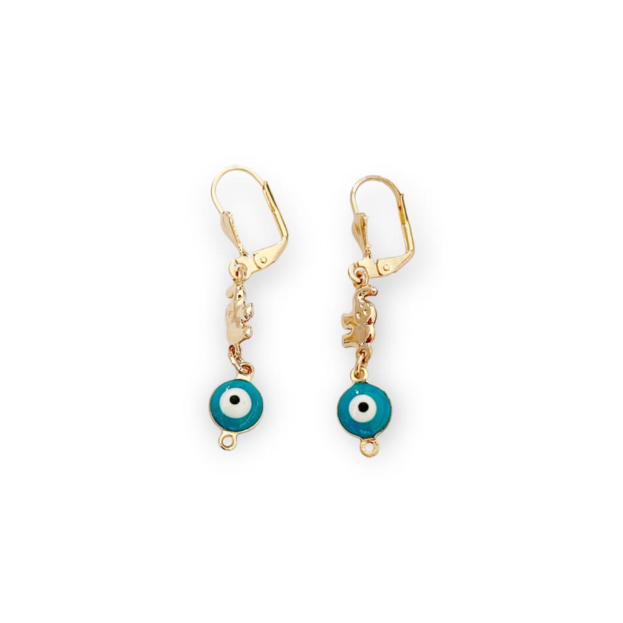 Elephants evil eye lever back earrings in 18k of gold plated