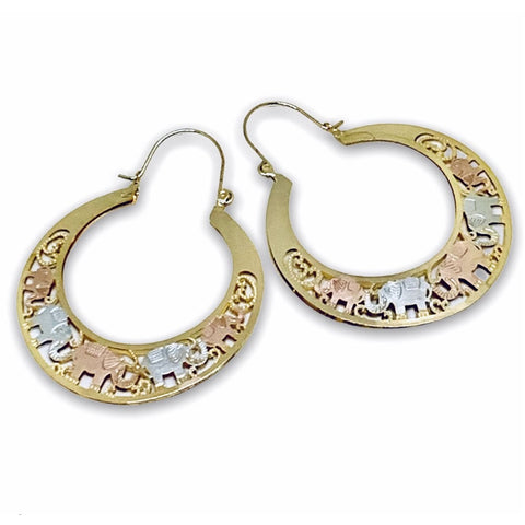 Three colors hearts hoops in rose, silver in 18k of gold plated earrings