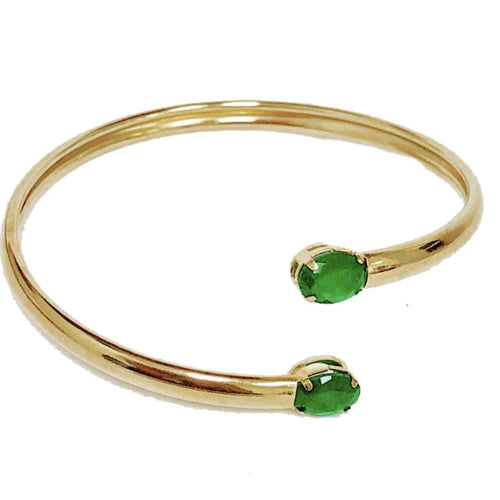 Emerald color crystal gold plated cuff bracelet