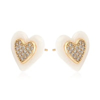 Enamel heart cz earrings 18kts of gold plated earrings