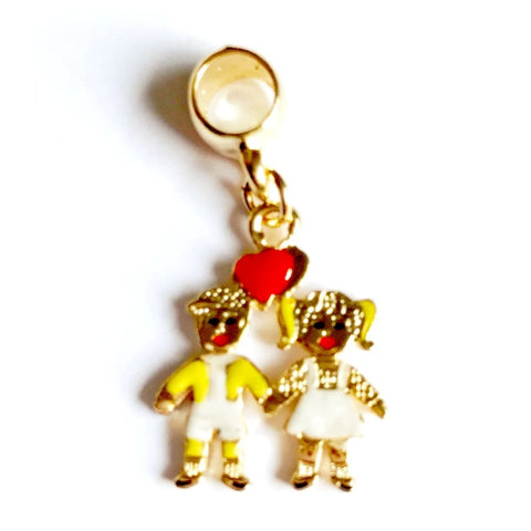 Kiss me european bead charm 18kt of gold plated