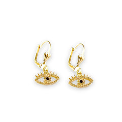 Evil eye black stone center lever-back 18k of gold plated earrings earrings