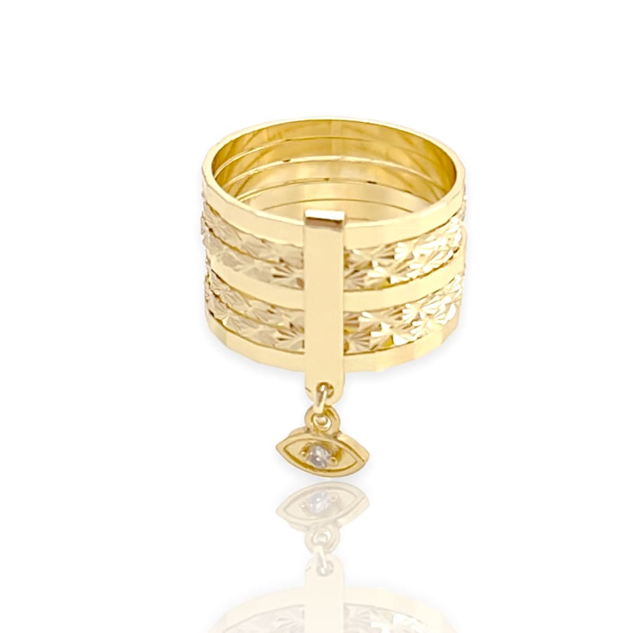 Evil eye charm semanario ring in 18k gold plated