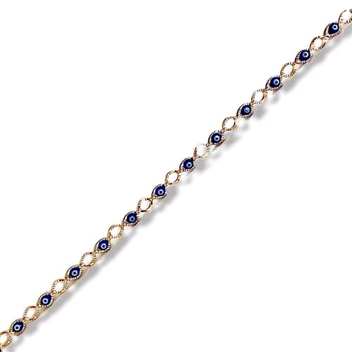 Evil eye cut edge anklet 18ktds of gold plated