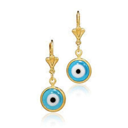 Evil eyes lever back earrings 18kts gold plated