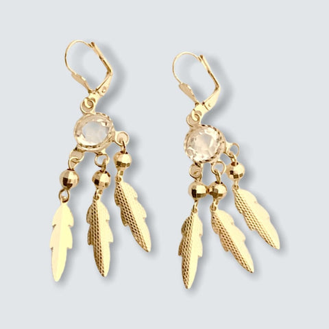 Chandelier tri-color butterfly leverback 18k of gold plated earrings
