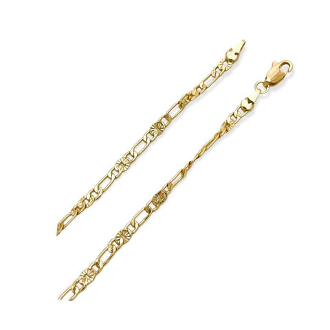 Three colors flat curb 1mm 18k gold plated chain