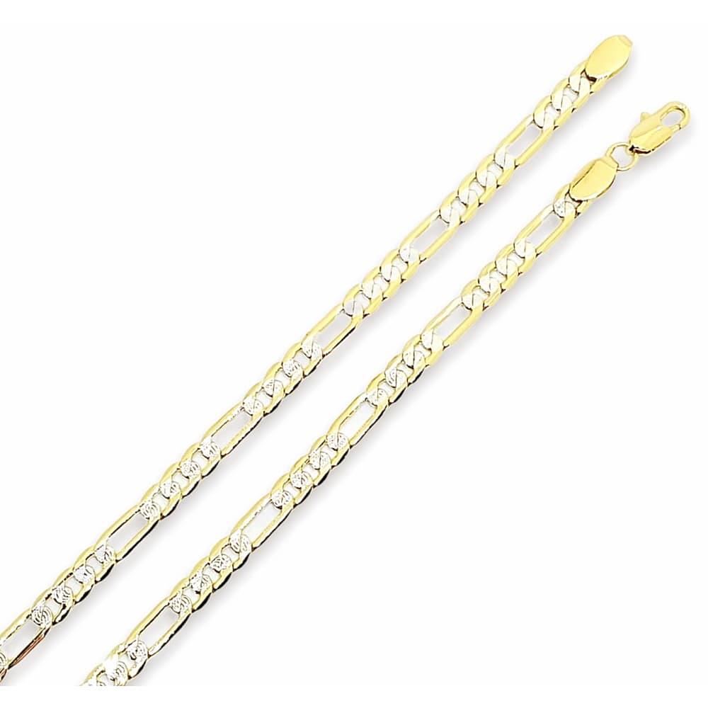 Figaro-cuban link silver diamond cut 5.1mm gold plated bracelet