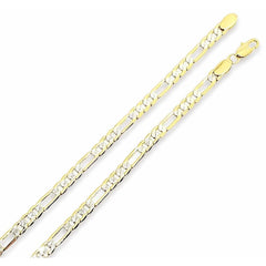 Figaro-cuban link silver diamond cut 5.1mm gold plated bracelet bracelets