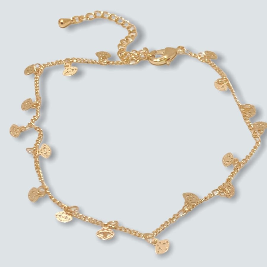 Filigree evil eye charm anklet 18k of gold plated