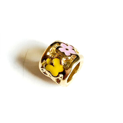 Flower barrel european bead charm 18kt of gold plated charms