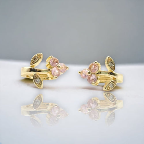 Flower crystal huggies earrings gold-filled earrings