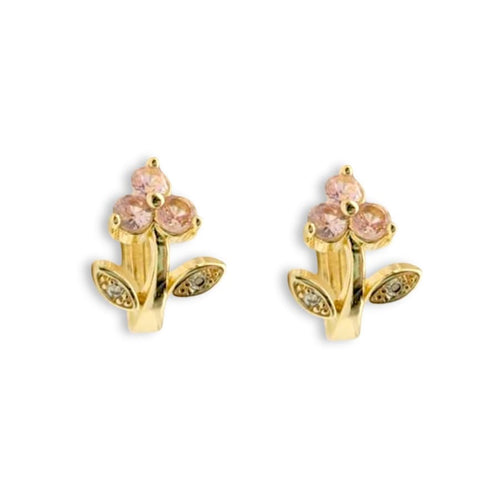 Flower crystal huggies earrings gold-filled earrings