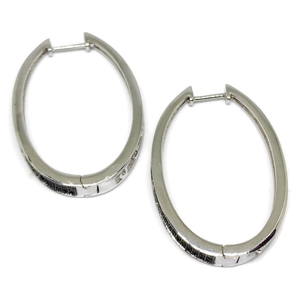 Gloria oval cz silver plated hoops earrings earrings