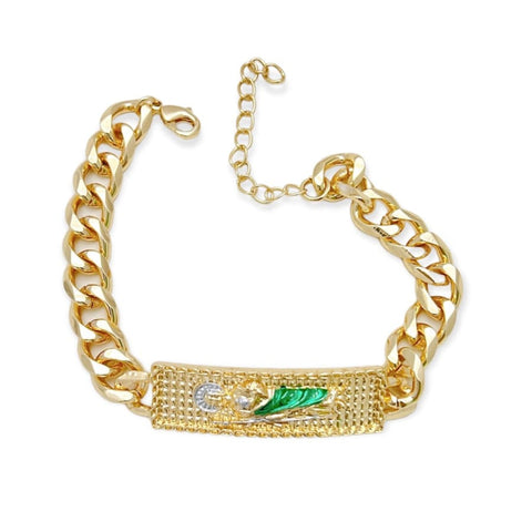 Cz emerald green oval shape stone bracelet 18kts of gold plated