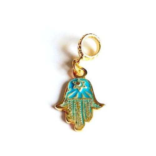 Hamsa fatima's hand european bead charm 18kt of gold plated