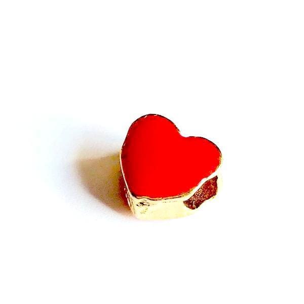 Heart european bead charm 18kt of gold plated