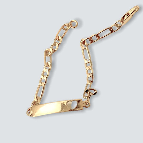 Personalized figaro id bracelet 18kts of gold plated