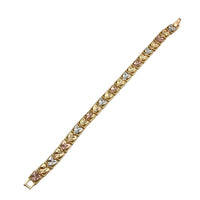 Heart squares diamond cut morocco tri - color 18k of gold plated bracelet 7.5’’ bracelets