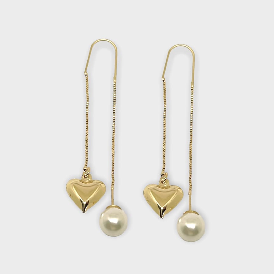 Heart threaders 18k of gold plated earrings