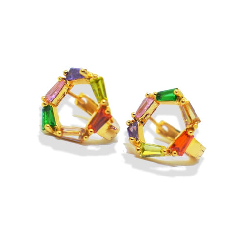 Dana multicolors cz silver plated hoops earrings