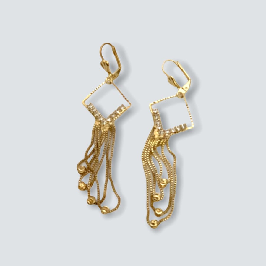 Hexagon white cz drop earrings 18k of gold plated