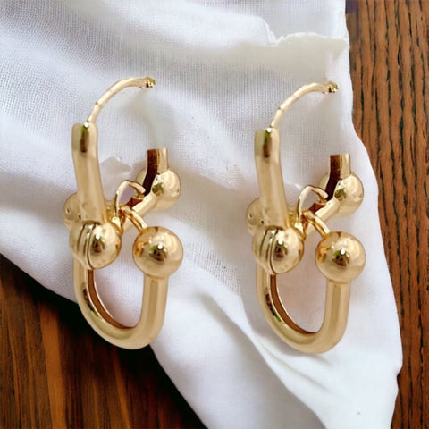 Disco mirror ball 65mm gold plated hoops earrings