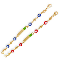 Id plate red evil eye kid’s size 18kts of gold plated bracelet bracelets