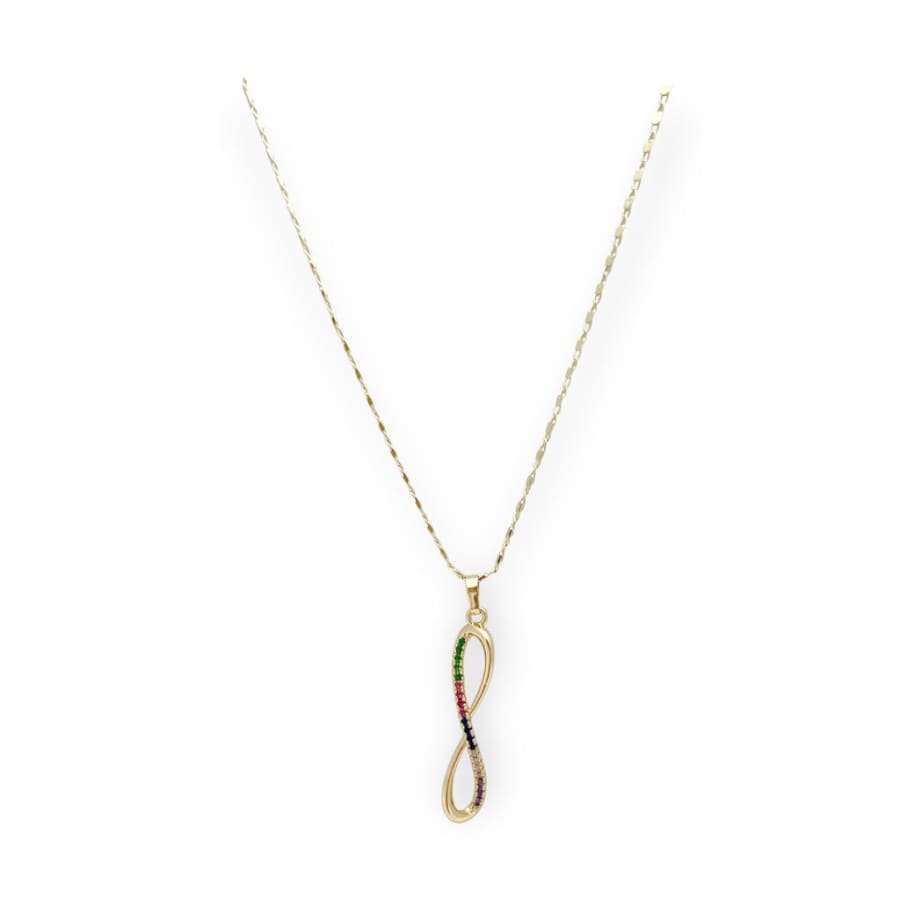 Infinity multicolor necklace in 18k of gold plated chains