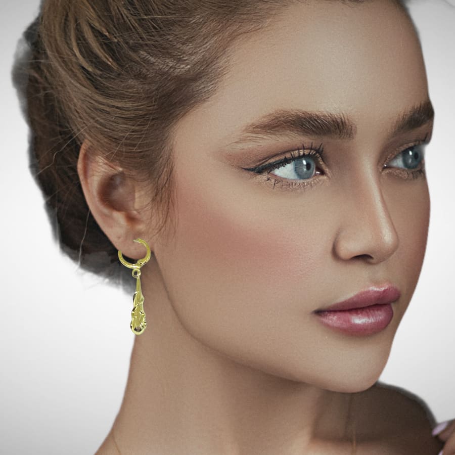 Large gold-filled dewdrop vine huggies earrings