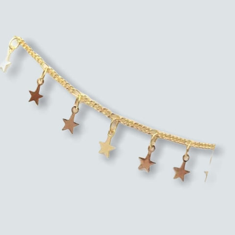 Angels and stars charms design anklet 18kts of gold plated
