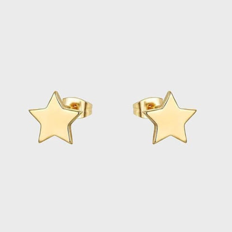 Round curb threader backs post studs earrings in solid gold