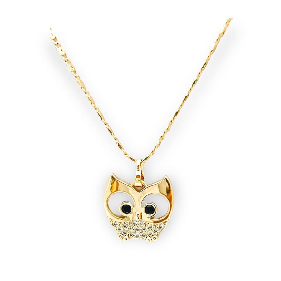 Loopy eyes owls necklace in 18k of gold plated